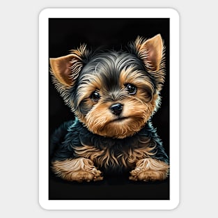 Super Cute Yorkshire Terrier Puppy Portrait Sticker